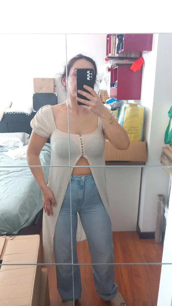 Haut en lin beige Zara taille S/M | Top bege – photo 7